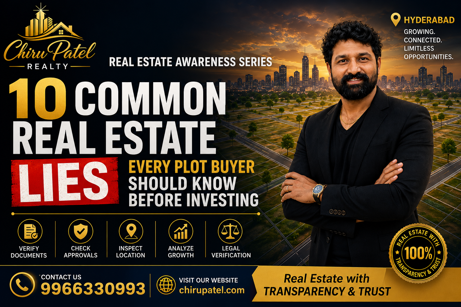 10 common real estate lies every plot buyer should know before investing in Hyderabad - Chiru Patel Realty